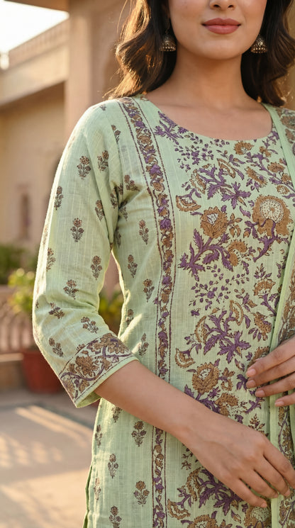 Mint Floral Kurta Set