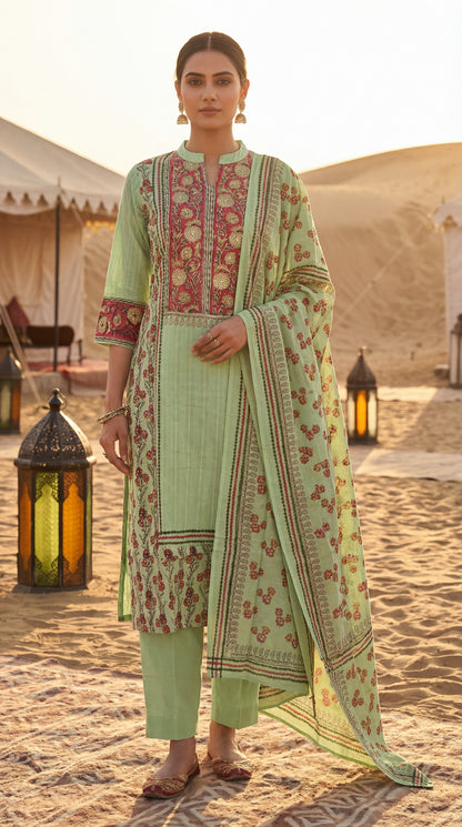 Mint Floral Printed Kurta Set