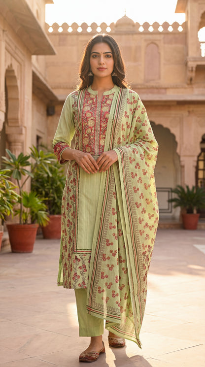 Mint Floral Printed Kurta Set