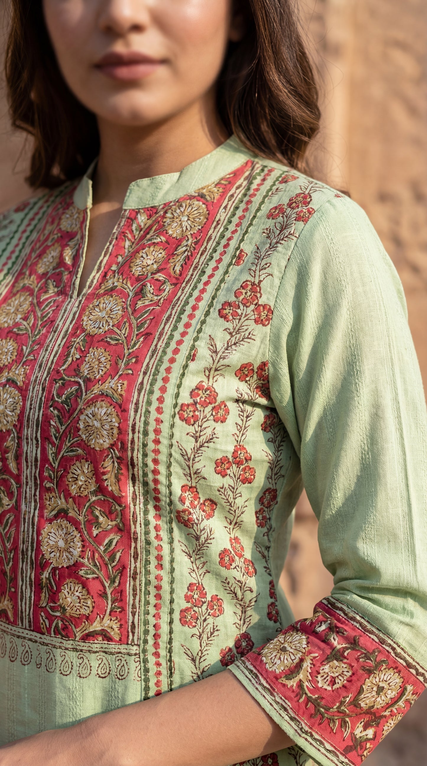 Mint Floral Printed Kurta Set